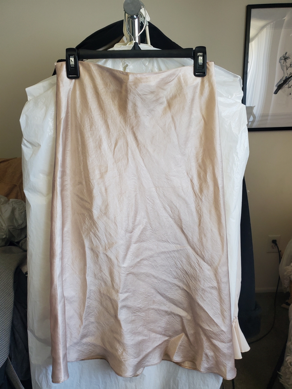 Babaton Aritzia Blush "Denude" Satin Midi Slip Skirt